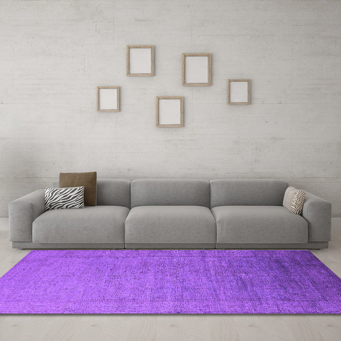 Machine Washable Oriental Purple Industrial Area Rugs in a Living Room, wshurb2018pur