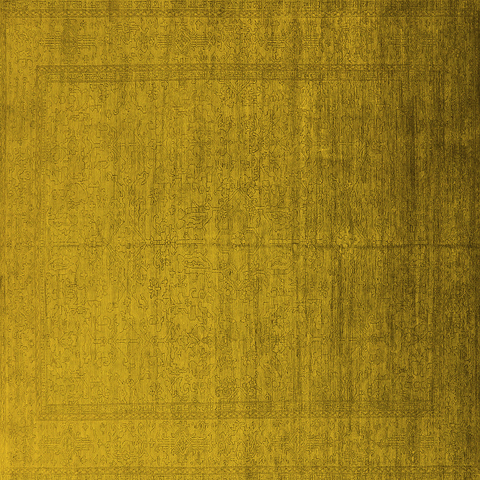 Square Machine Washable Oriental Yellow Industrial Rug, wshurb2018yw