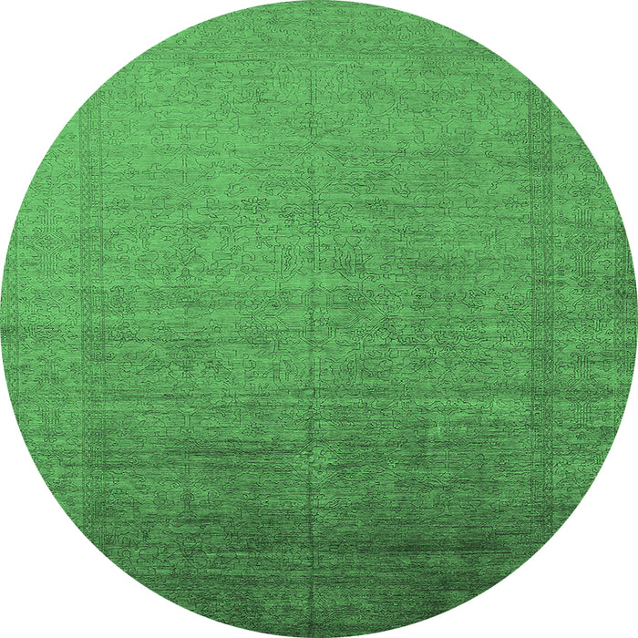 Round Oriental Emerald Green Industrial Rug, urb2018emgrn