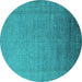 Round Oriental Turquoise Industrial Rug, urb2018turq