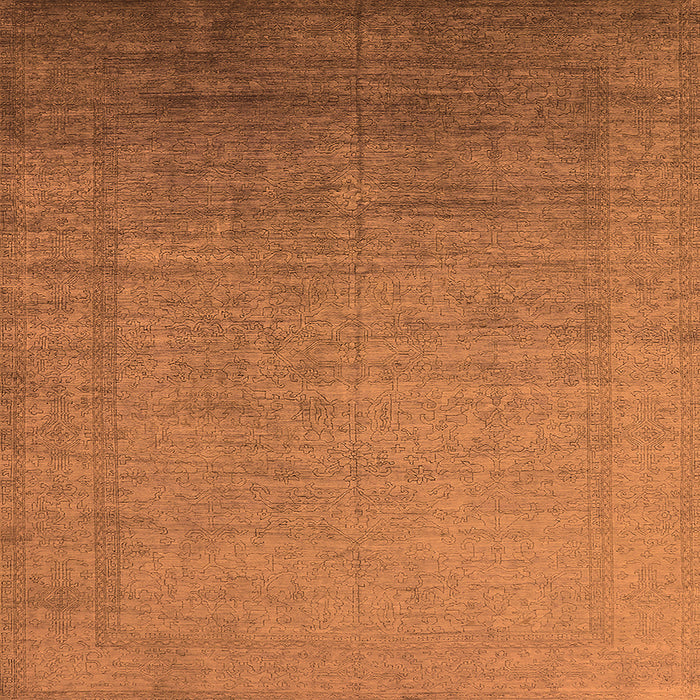 Square Machine Washable Oriental Orange Industrial Area Rugs, wshurb2018org