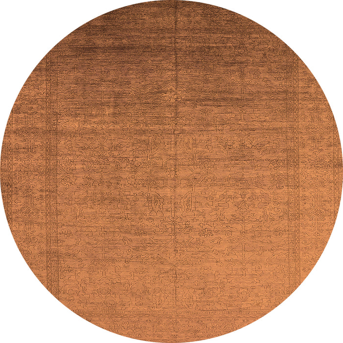 Round Machine Washable Oriental Orange Industrial Area Rugs, wshurb2018org