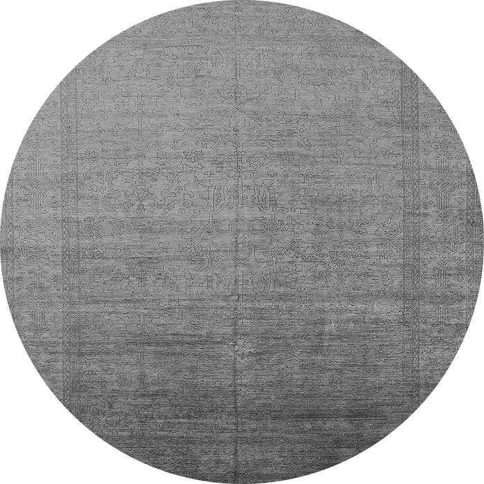 Round Machine Washable Oriental Gray Industrial Rug, wshurb2018gry