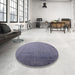 Round Mid-Century Modern Purple Oriental Rug in a Office, urb2018