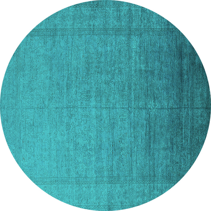Round Machine Washable Oriental Turquoise Industrial Area Rugs, wshurb2018turq