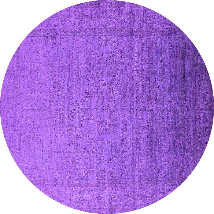 Round Machine Washable Oriental Purple Industrial Area Rugs, wshurb2018pur