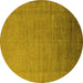 Round Oriental Yellow Industrial Rug, urb2018yw