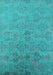 Machine Washable Oriental Turquoise Industrial Area Rugs, wshurb2019turq