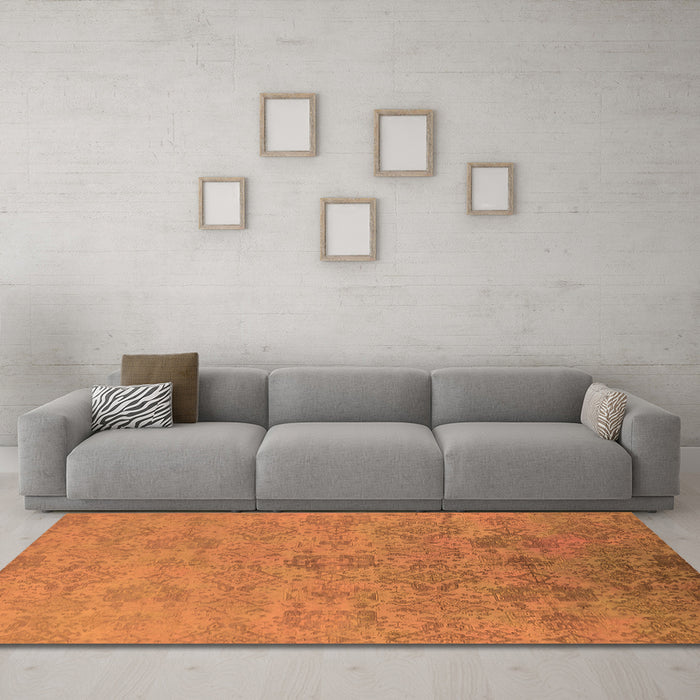 Machine Washable Oriental Orange Industrial Area Rugs in a Living Room, wshurb2019org