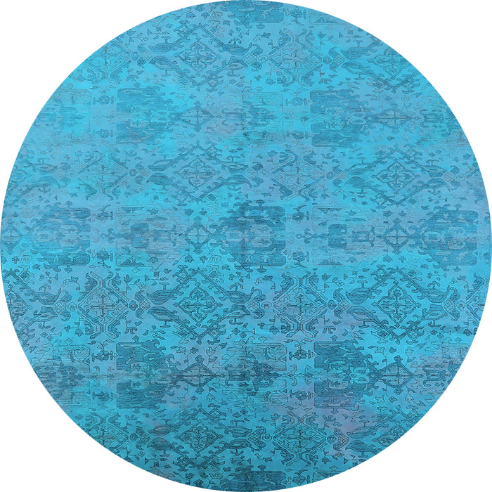 Round Oriental Light Blue Industrial Rug, urb2019lblu