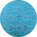 Round Oriental Light Blue Industrial Rug, urb2019lblu