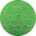 Round Oriental Green Industrial Rug, urb2019grn