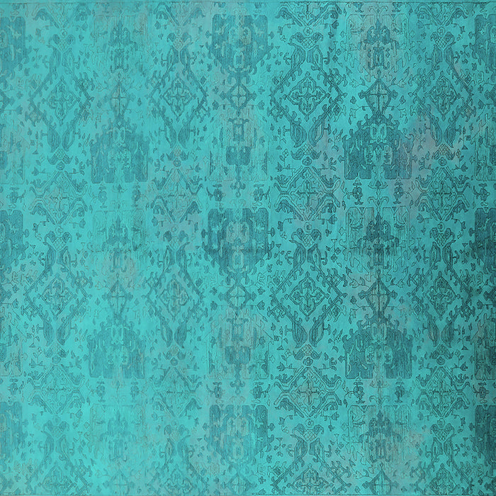 Square Oriental Turquoise Industrial Rug, urb2019turq