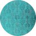 Round Oriental Turquoise Industrial Rug, urb2019turq