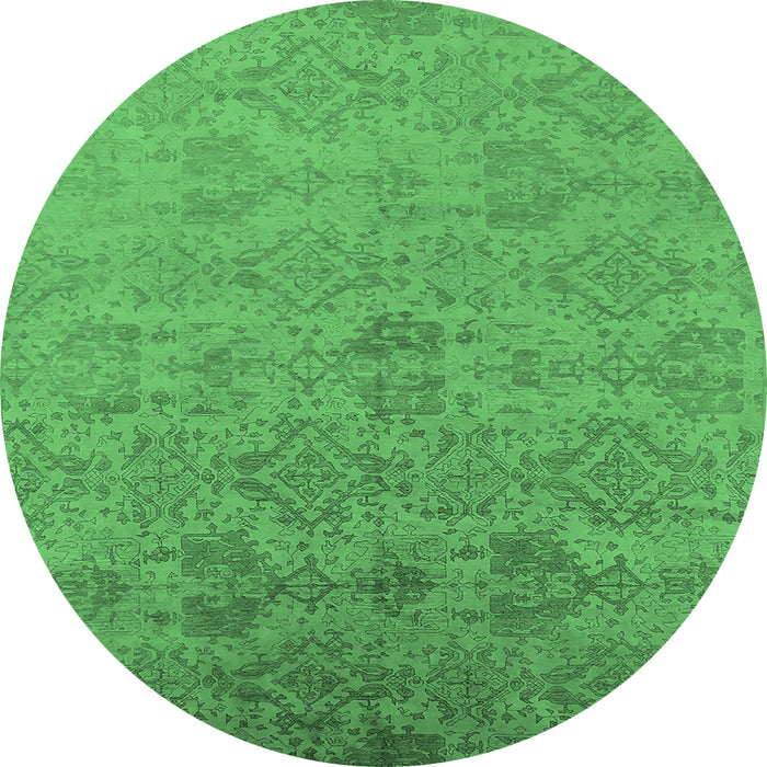Round Oriental Emerald Green Industrial Rug, urb2019emgrn