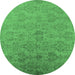 Round Oriental Emerald Green Industrial Rug, urb2019emgrn