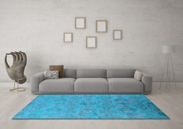 Machine Washable Oriental Light Blue Industrial Rug in a Living Room, wshurb2019lblu