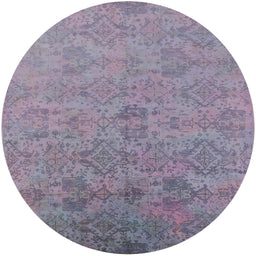Round Mid-Century Modern French Lilac Purple Oriental Rug, urb2019