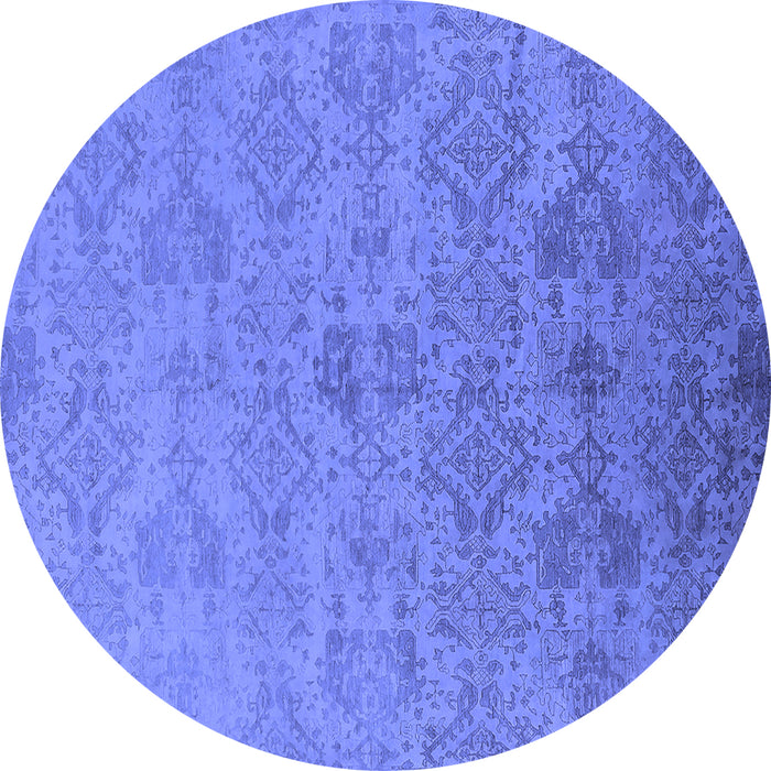 Round Oriental Blue Industrial Rug, urb2019blu