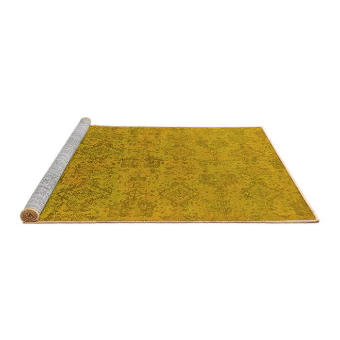 Sideview of Machine Washable Oriental Yellow Industrial Rug, wshurb2019yw