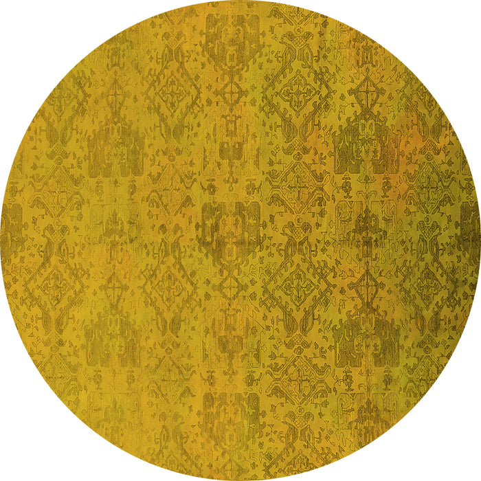 Round Oriental Yellow Industrial Rug, urb2019yw