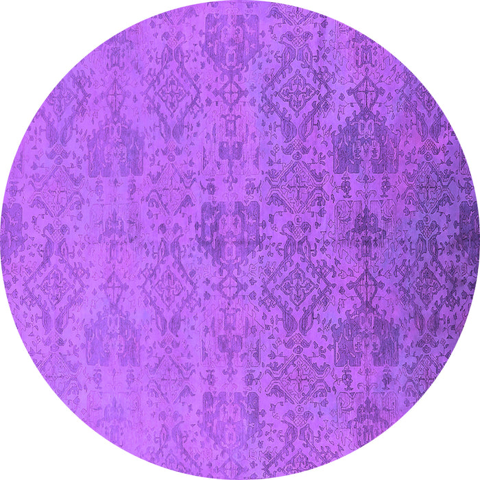 Round Machine Washable Oriental Purple Industrial Area Rugs, wshurb2019pur