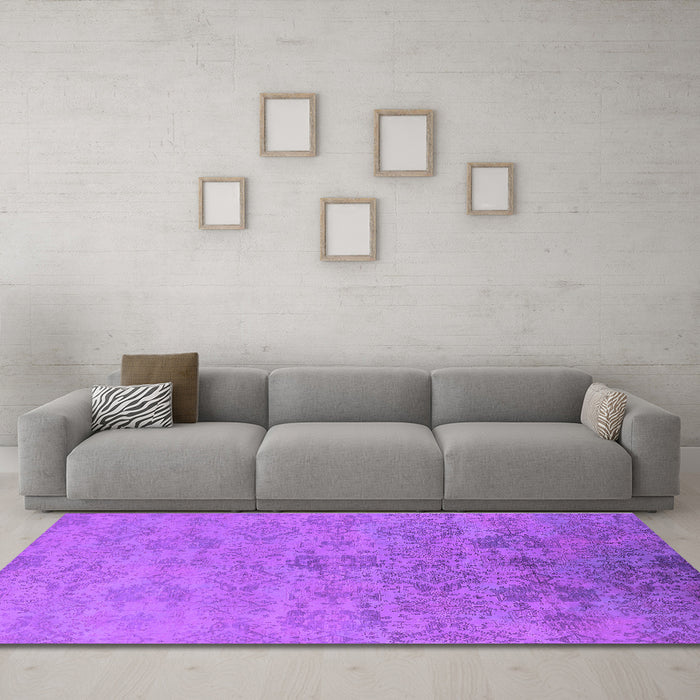 Machine Washable Oriental Purple Industrial Area Rugs in a Living Room, wshurb2019pur