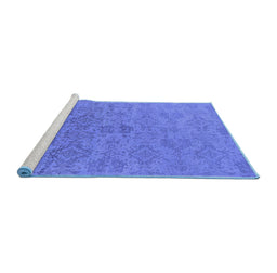 Sideview of Machine Washable Oriental Blue Industrial Rug, wshurb2019blu