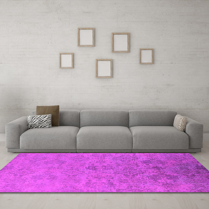 Machine Washable Oriental Pink Industrial Rug in a Living Room, wshurb2019pnk