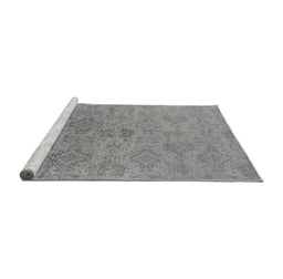 Sideview of Machine Washable Oriental Gray Industrial Rug, wshurb2019gry