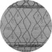 Round Machine Washable Solid Gray Modern Rug, wshurb2020gry