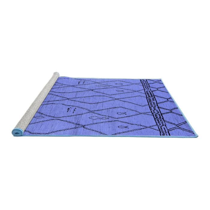 Sideview of Machine Washable Solid Blue Modern Rug, wshurb2020blu