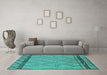 Machine Washable Solid Turquoise Modern Area Rugs in a Living Room,, wshurb2020turq