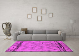 Machine Washable Solid Pink Modern Rug in a Living Room, wshurb2020pnk