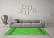 Machine Washable Solid Green Modern Area Rugs in a Living Room,, wshurb2020grn