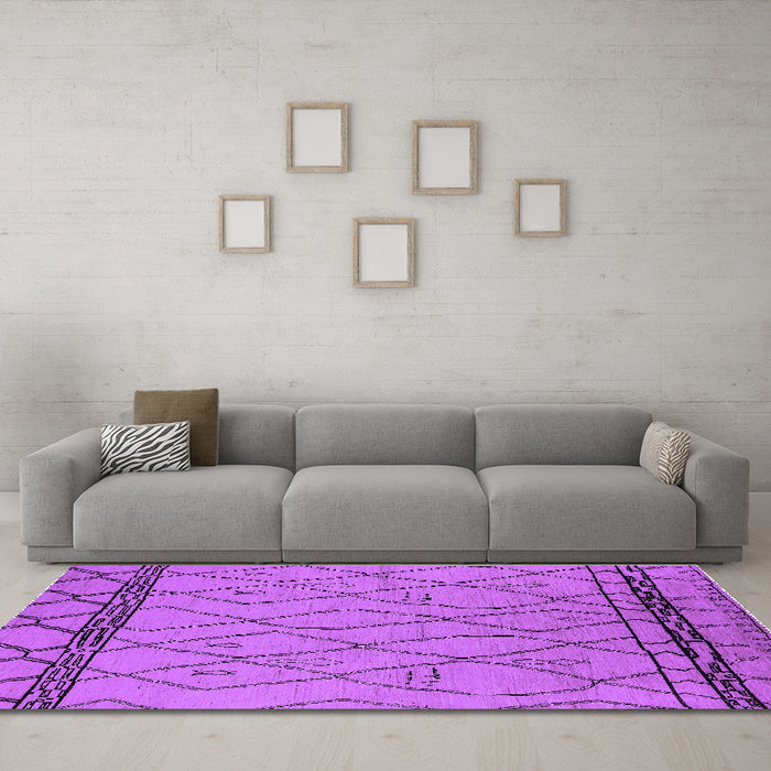 Machine Washable Solid Purple Modern Area Rugs in a Living Room, wshurb2020pur