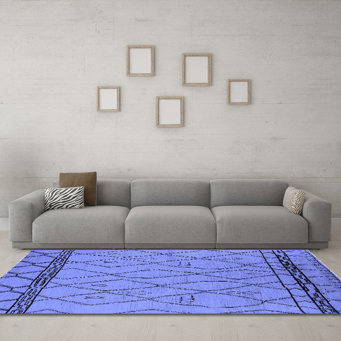 Machine Washable Solid Blue Modern Rug in a Living Room, wshurb2020blu