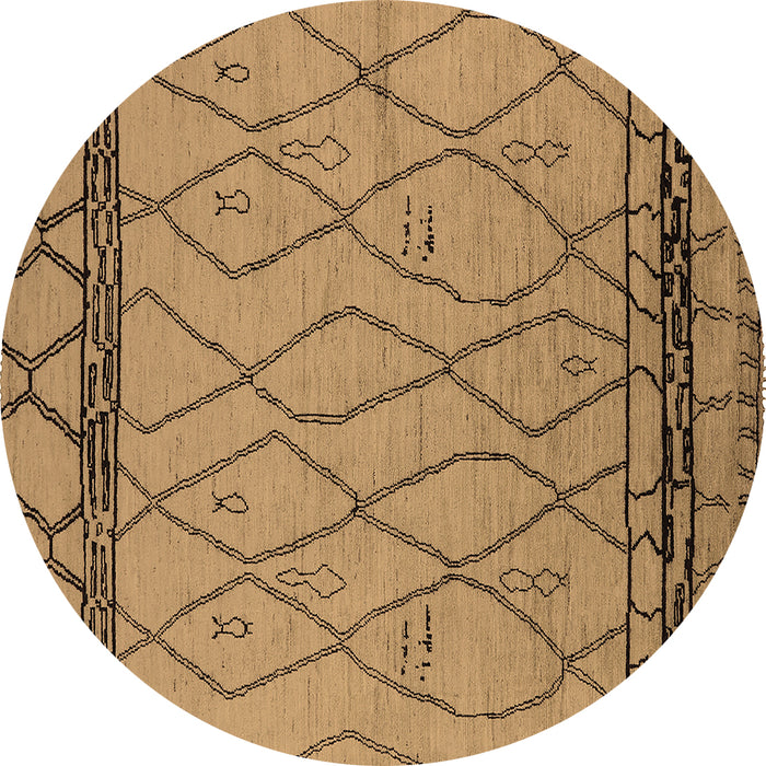 Round Solid Brown Modern Rug, urb2020brn