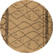 Round Solid Brown Modern Rug, urb2020brn