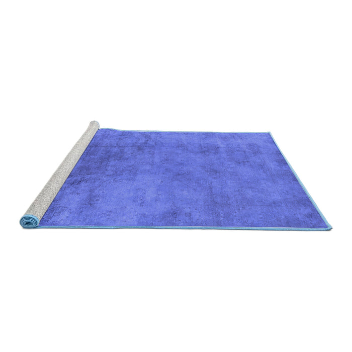 Sideview of Machine Washable Oriental Blue Industrial Rug, wshurb2021blu
