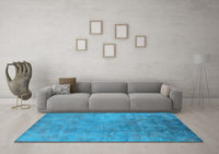 Machine Washable Oriental Light Blue Industrial Rug, wshurb2021lblu