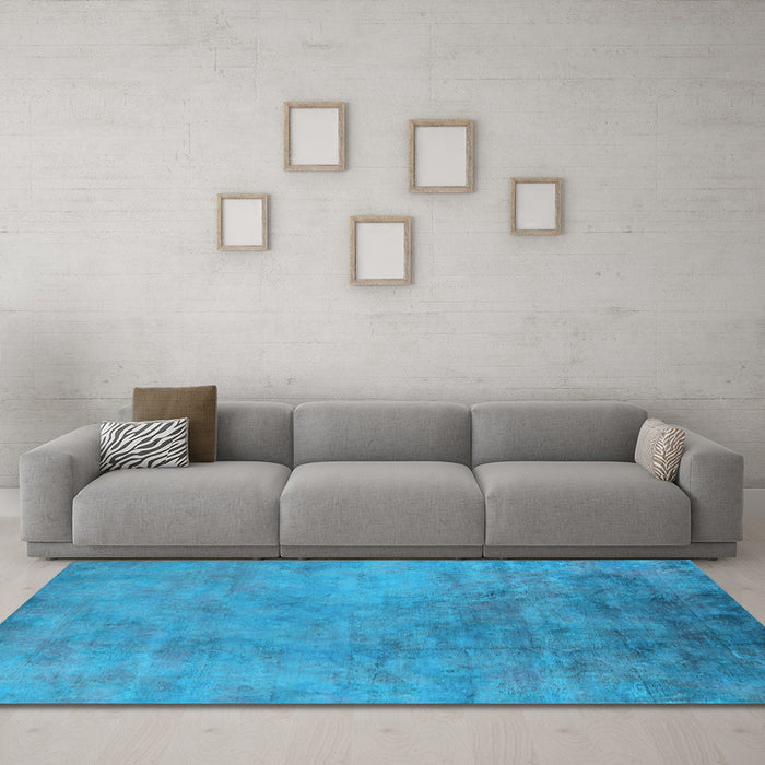 Machine Washable Oriental Light Blue Industrial Rug in a Living Room, wshurb2021lblu