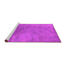 Sideview of Machine Washable Oriental Pink Industrial Rug, wshurb2021pnk