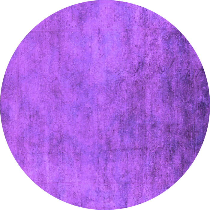 Round Machine Washable Oriental Purple Industrial Area Rugs, wshurb2021pur