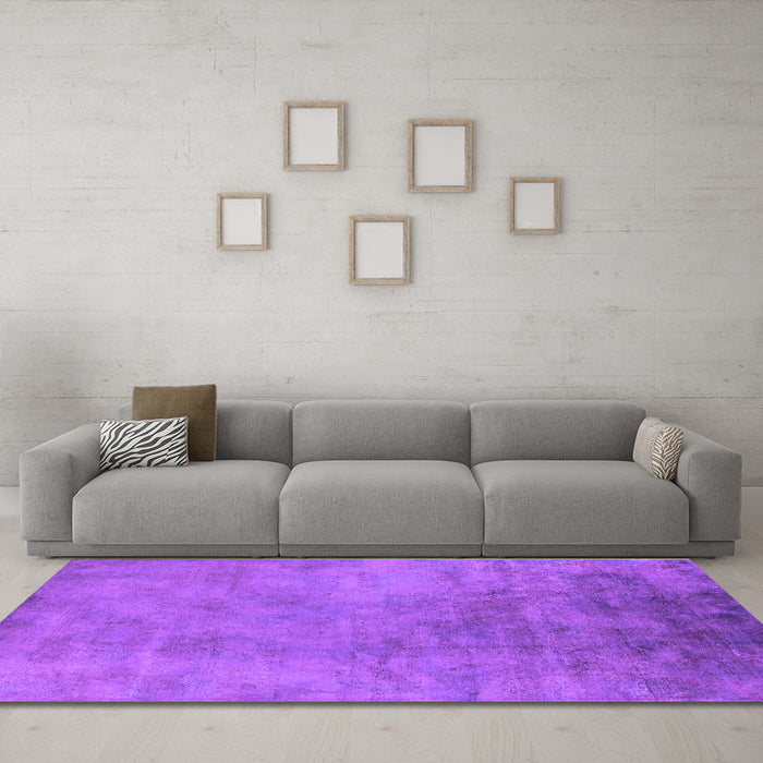 Machine Washable Oriental Purple Industrial Area Rugs in a Living Room, wshurb2021pur