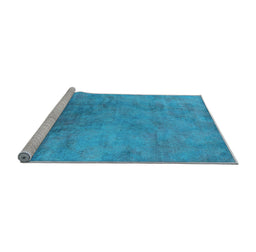 Sideview of Machine Washable Oriental Light Blue Industrial Rug, wshurb2021lblu