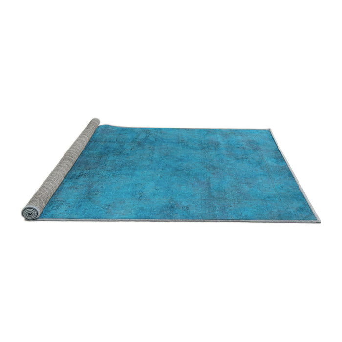 Sideview of Machine Washable Oriental Light Blue Industrial Rug, wshurb2021lblu