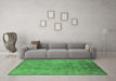 Machine Washable Oriental Emerald Green Industrial Area Rugs in a Living Room,, wshurb2021emgrn