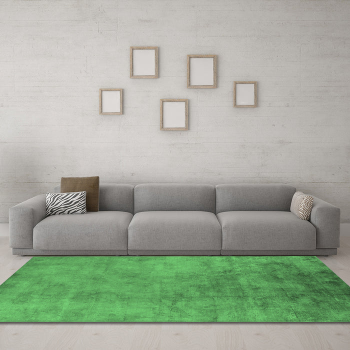 Machine Washable Oriental Emerald Green Industrial Area Rugs in a Living Room,, wshurb2021emgrn