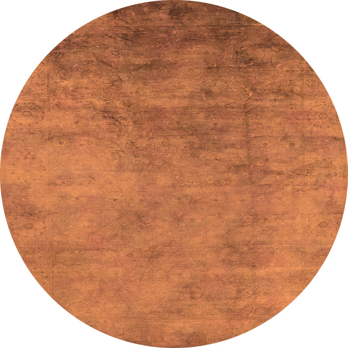 Round Oriental Orange Industrial Rug, urb2021org